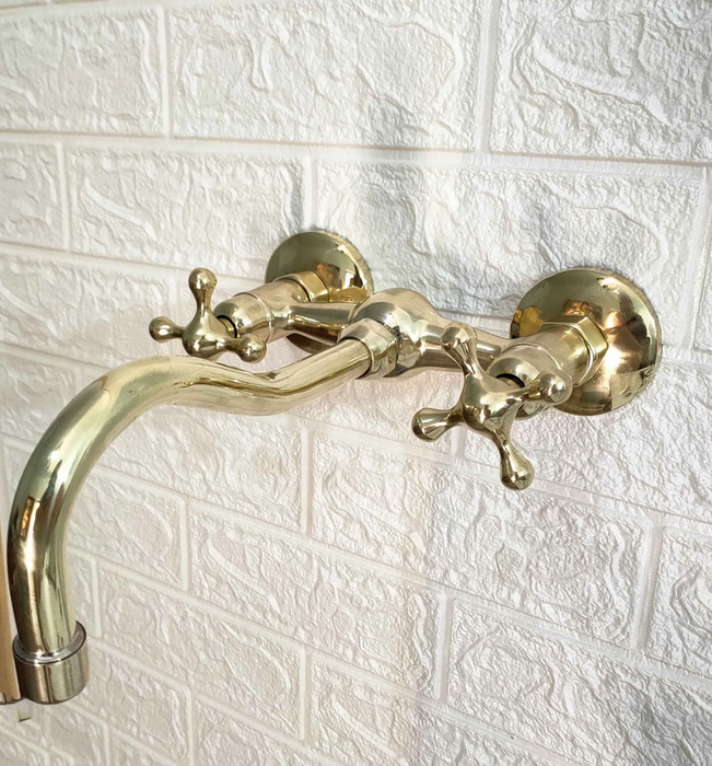 Unlacquered Brass Curved Wall Mounted faucet