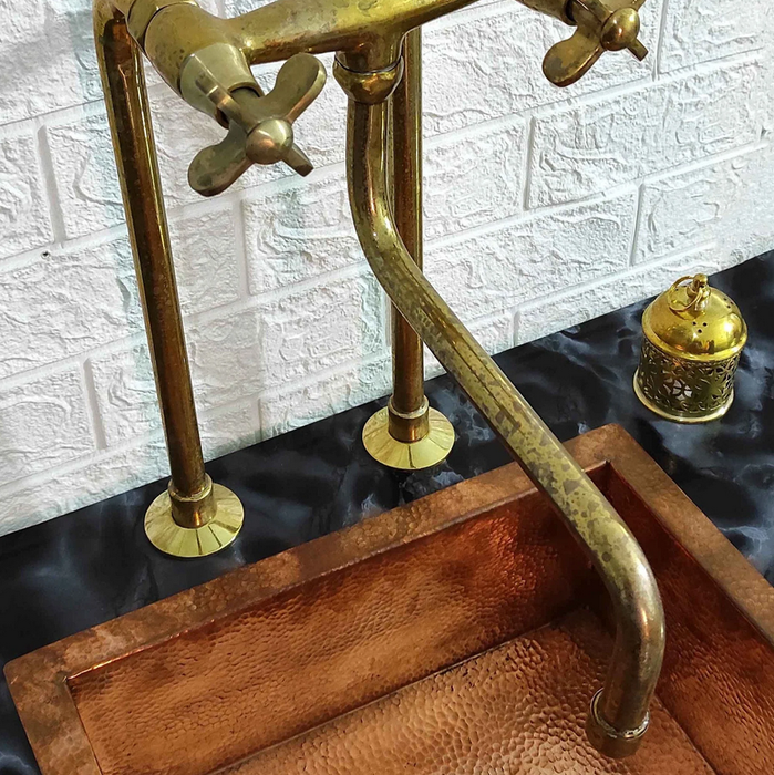 Antique Brass Kitchen Faucet With Long Legs