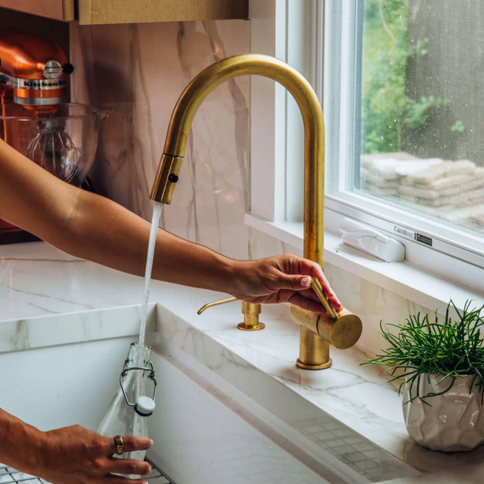 Brass Pull Down Kitchen Faucet