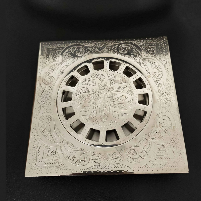 Engraved Silver Floor drain