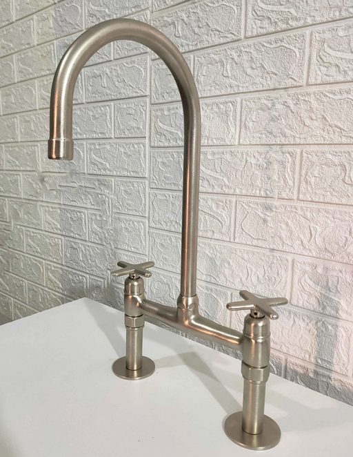 Solid Brass Bridge Faucet Nickel Matte Finish