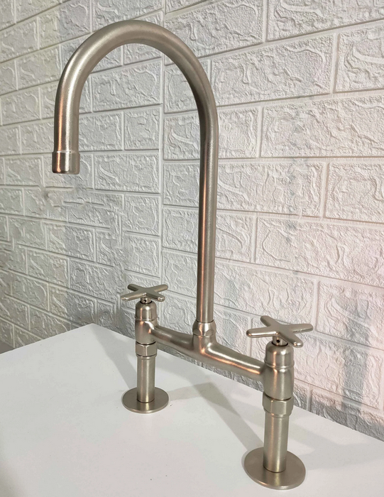 Solid Brass Bridge Faucet Nickel Matte Finish