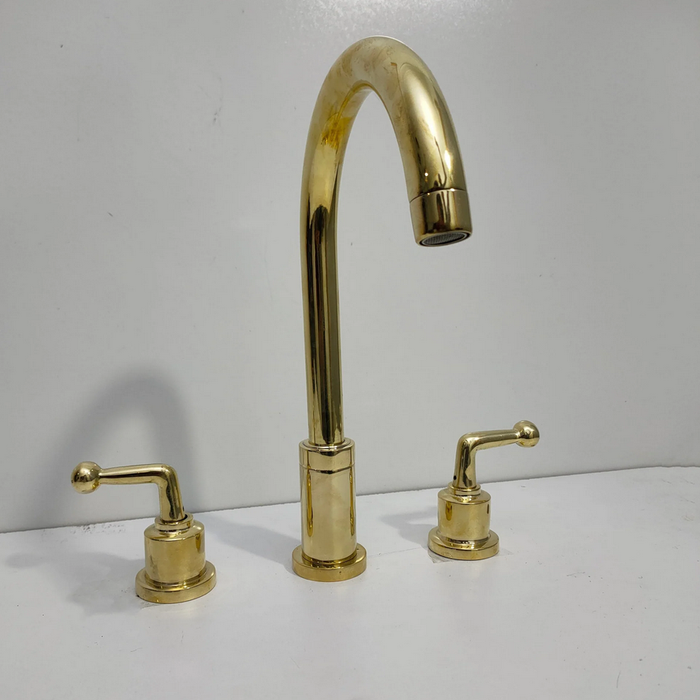 Solid Brass Three Holes Faucet with Lever Handle