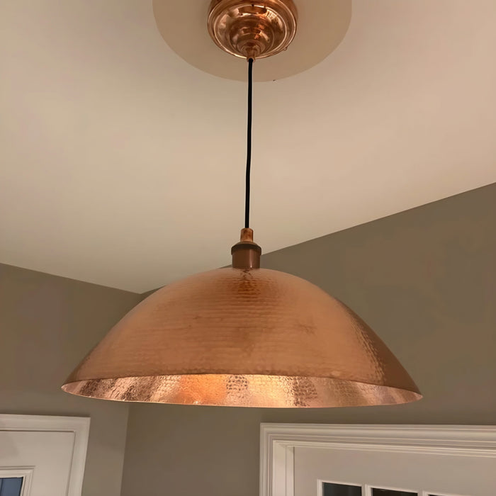 Solid Copper Pendant Light - Hammered Copper Pendant ligh