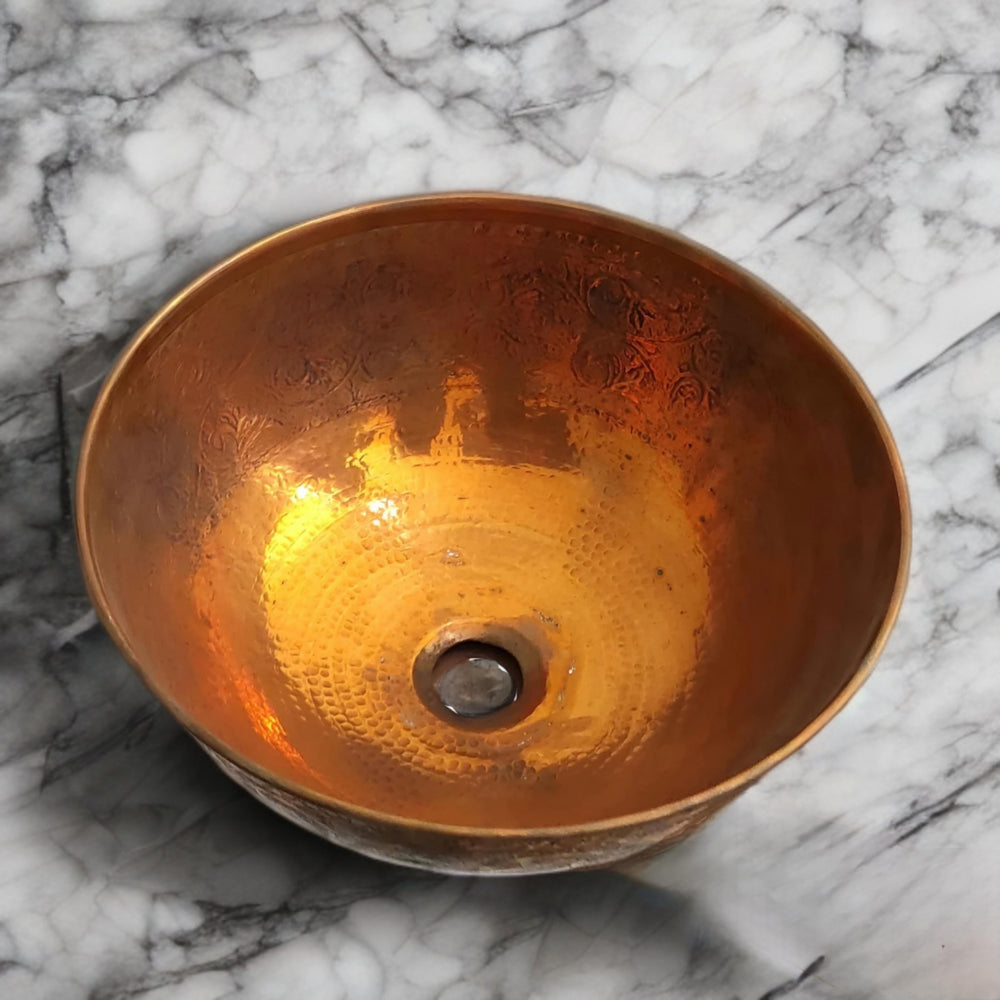 Solid Engraved Copper Vessel Sink