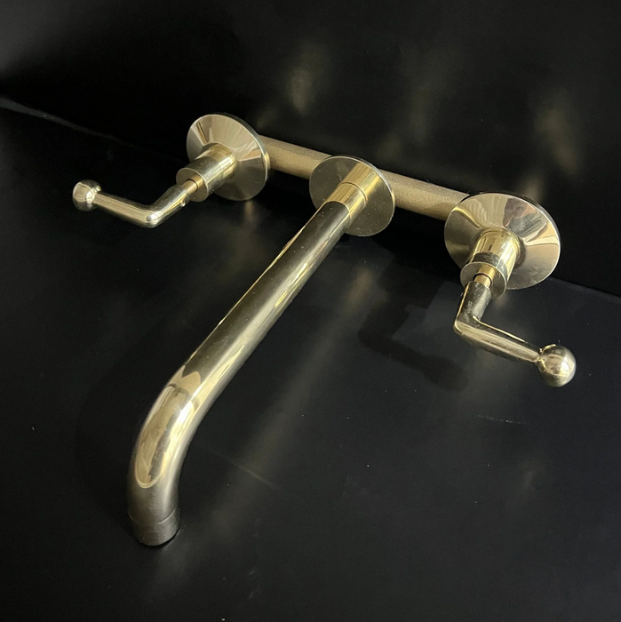 Unlacquered Brass Bathroom Faucet with Lever Handles