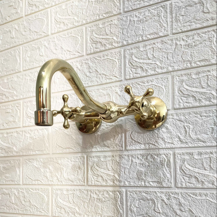 Unlacquered Brass Curved Wall Mounted faucet