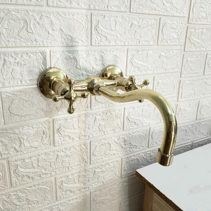 Unlacquered Brass Curved Wall Mounted faucet