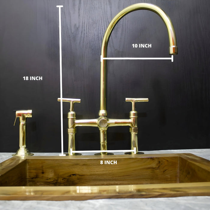 Unlacquered Brass Kitchen Faucet With Sprayer