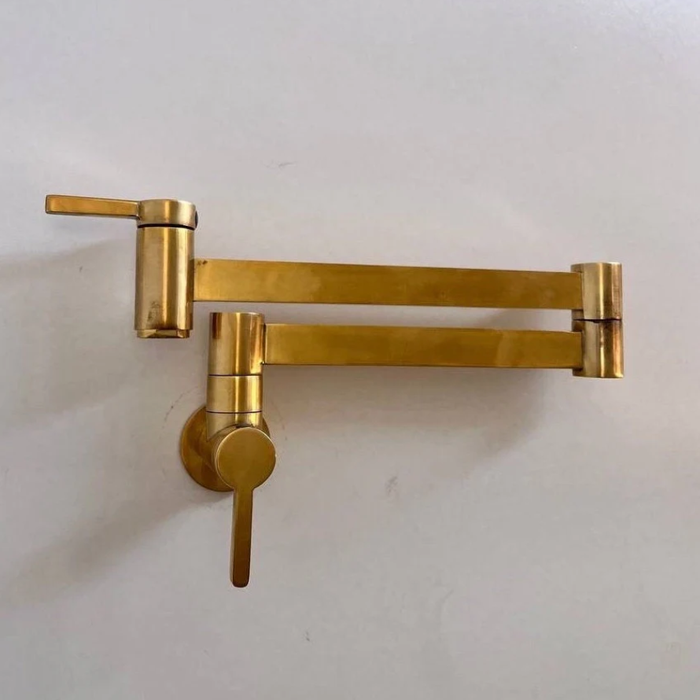 Unlacquered Brass Pot Filler Kitchen Faucet