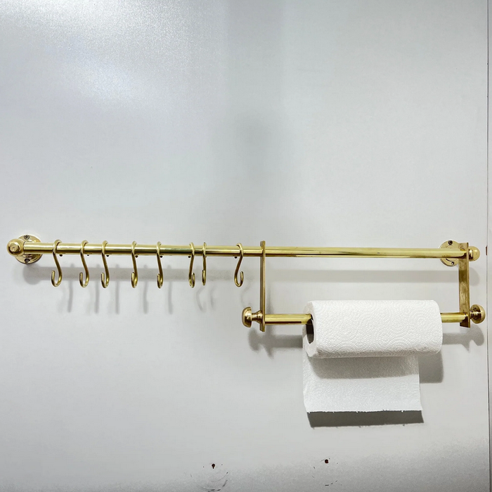 Unlacquered Brass Pot Rack With Tissue Holder