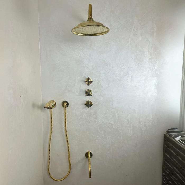 Unlacquered Brass Shower Set