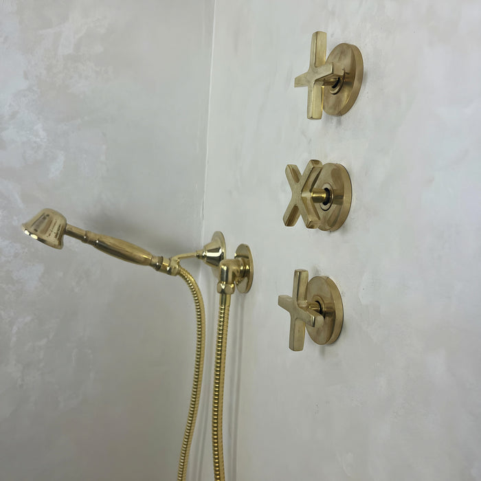 Unlacquered Brass Shower Set