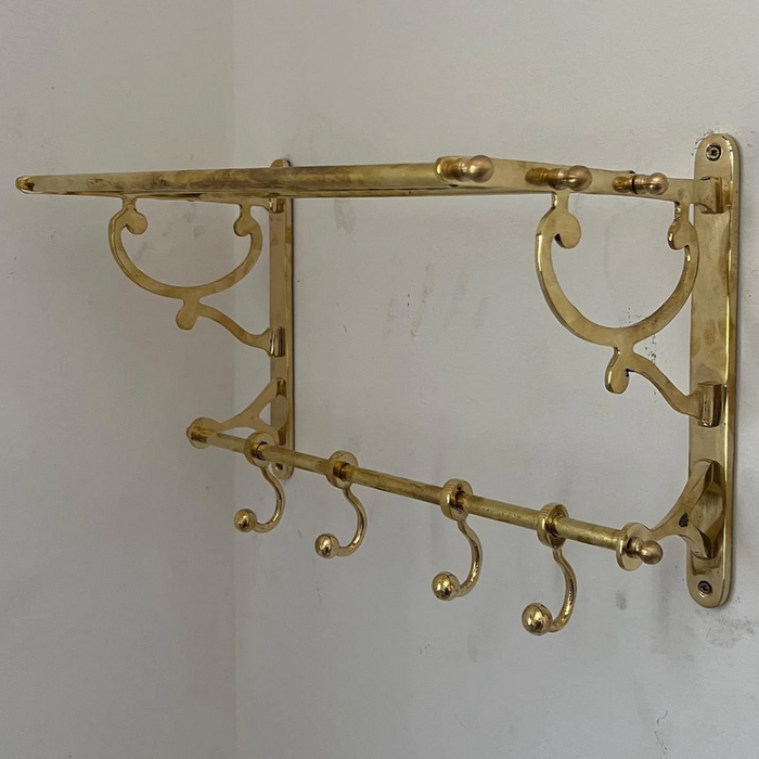 Unlacquered Brass Towel Rack With hooks