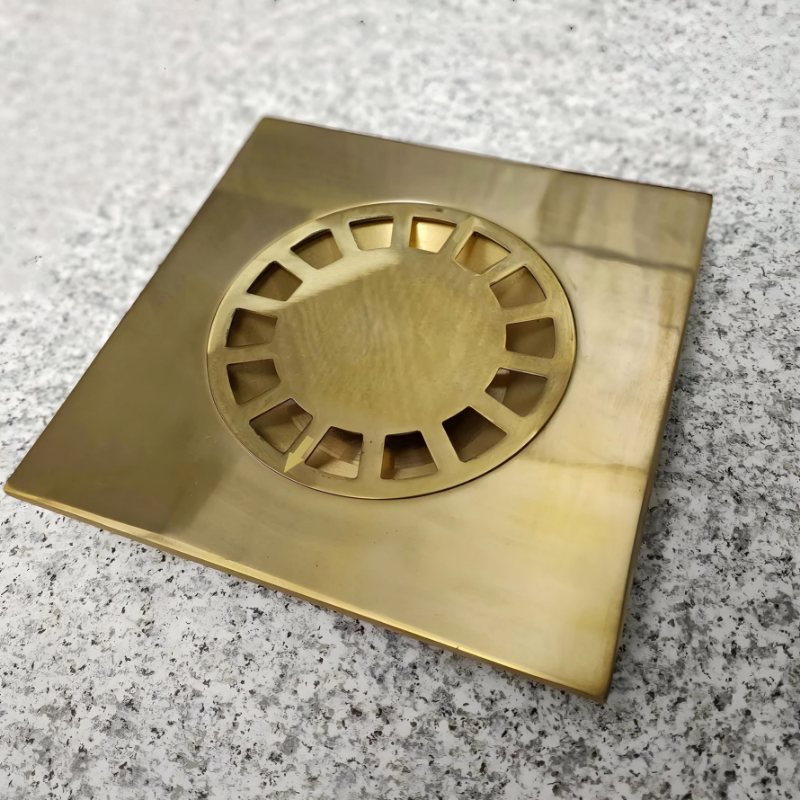 Unlaqauerd Brass Floor Drain - Square Shower Drain