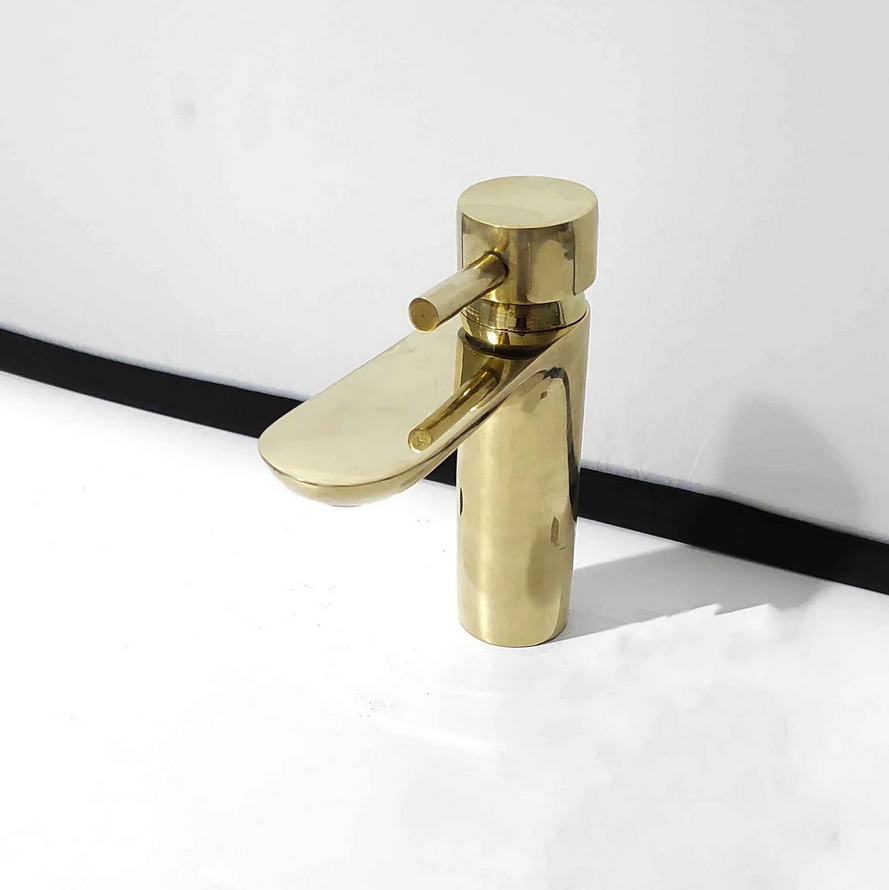 Unlaquered Brass Mixer Tap Bathroom Basin