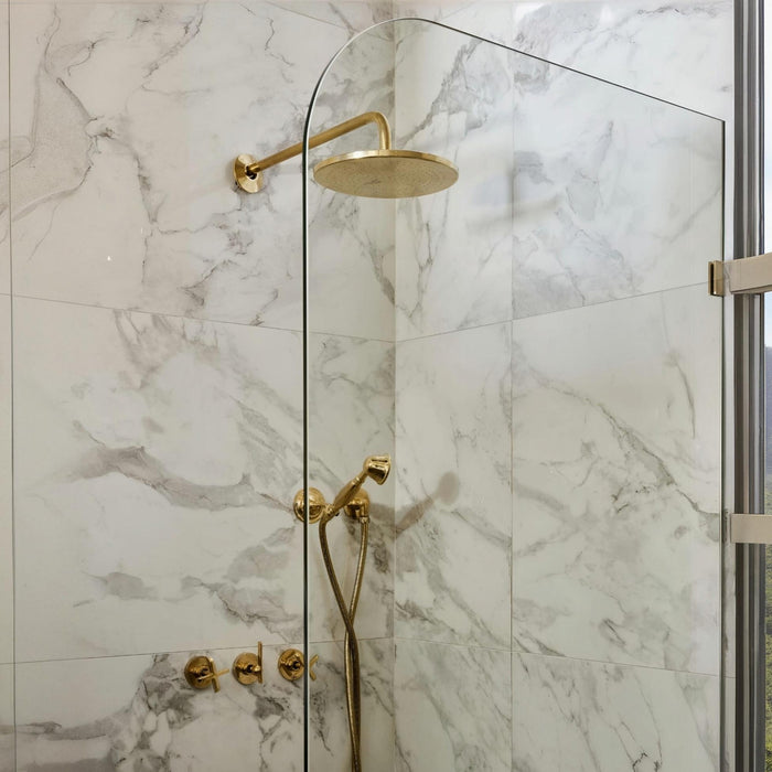 Unlaquered Brass Shower Set, Faucet and Handheld